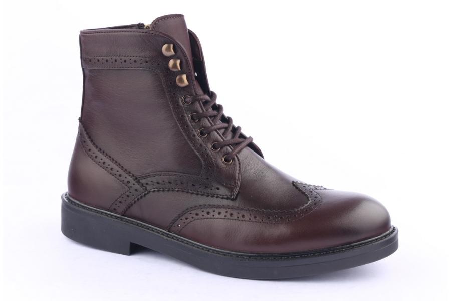 D.moro Shoes Men Leather Ankle Boots For Winter: M18 Brown (Wholesale)