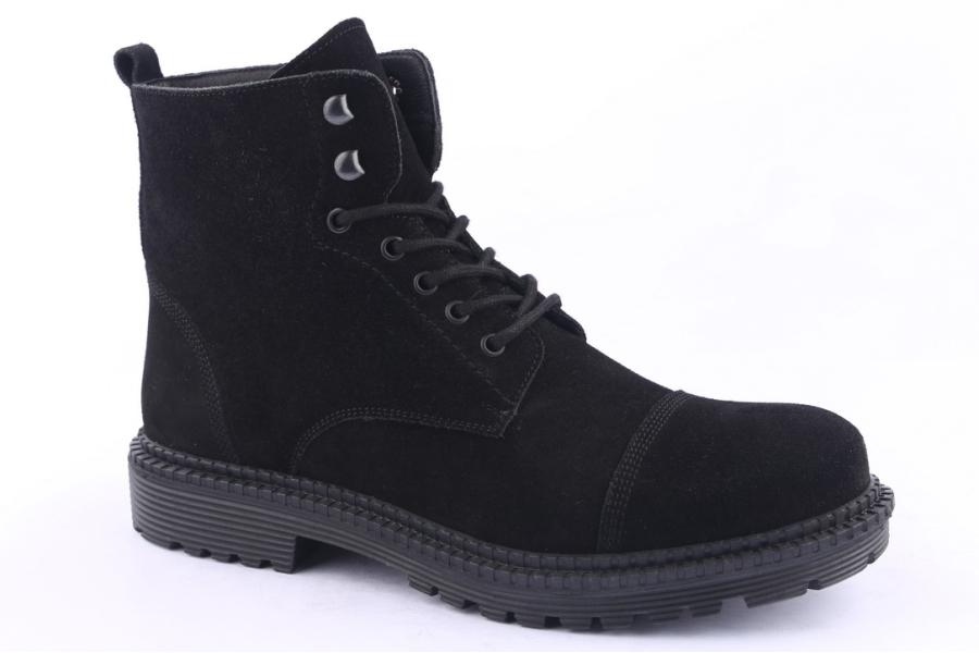 D.moro Shoes Men Suede Leather Ankle Boots For Winter: M018 Black (Wholesale)