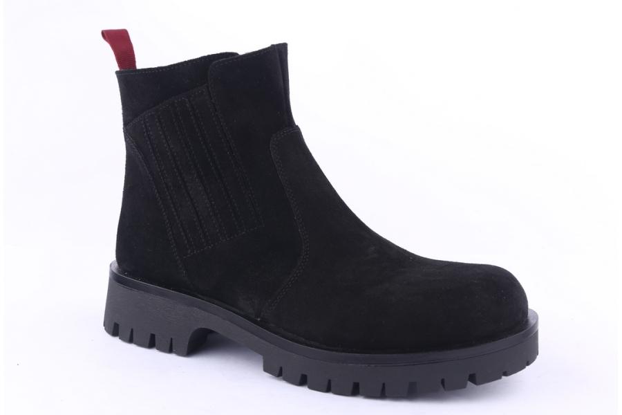 D.moro Shoes Men Suede Leather Ankle Boots For Winter: M04 Black (Wholesale)