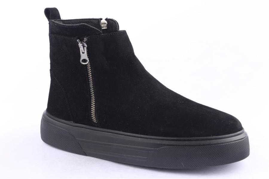 D.moro Shoes Men Suede Leather Ankle Boots For Winter: M060 Black (Wholesale)