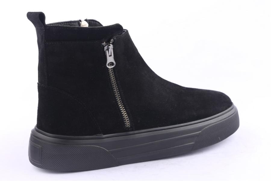 D.moro Shoes Men Suede Leather Ankle Boots For Winter: M060 Black (Wholesale)