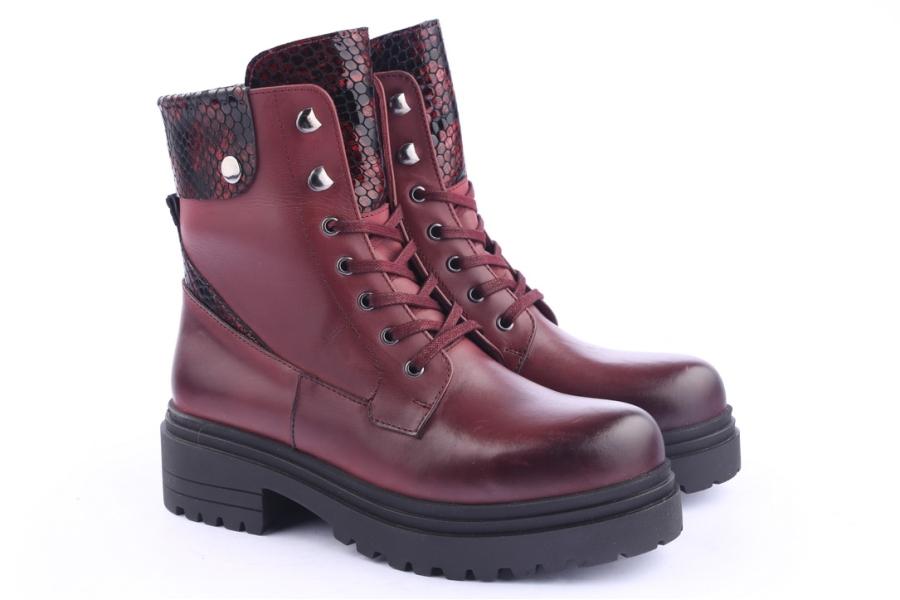 D.moro Shoes Women Leather Ankle Boots For Winter: 252I Burgundy (Wholesale)