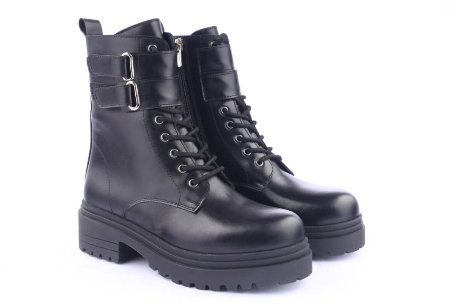 D.moro Shoes Women Leather Ankle Boots For Winter: 252J Black (Wholesale)