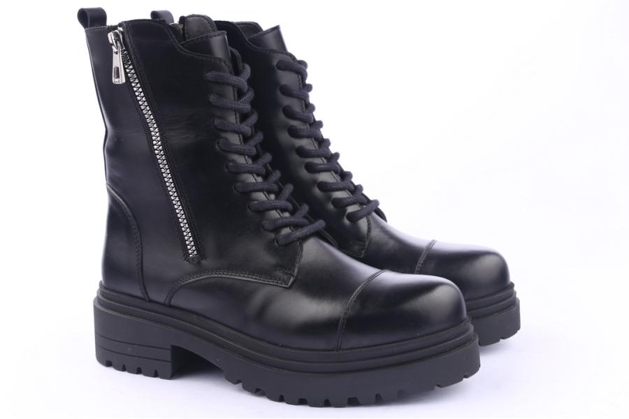 D.moro Shoes Women Leather Ankle Boots For Winter: 252L Black (Wholesale)