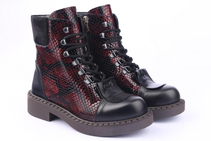 D.moro Shoes Women Leather Ankle Boots For Winter: 519E Burgundy (Wholesale)