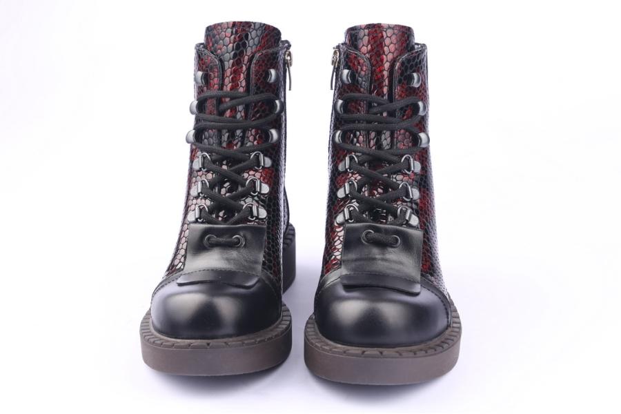 D.moro Shoes Women Leather Ankle Boots For Winter: 519E Burgundy (Wholesale)