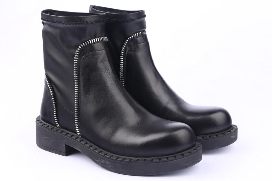 D.moro Shoes Women Leather Ankle Boots For Winter: 519F Black (Wholesale)