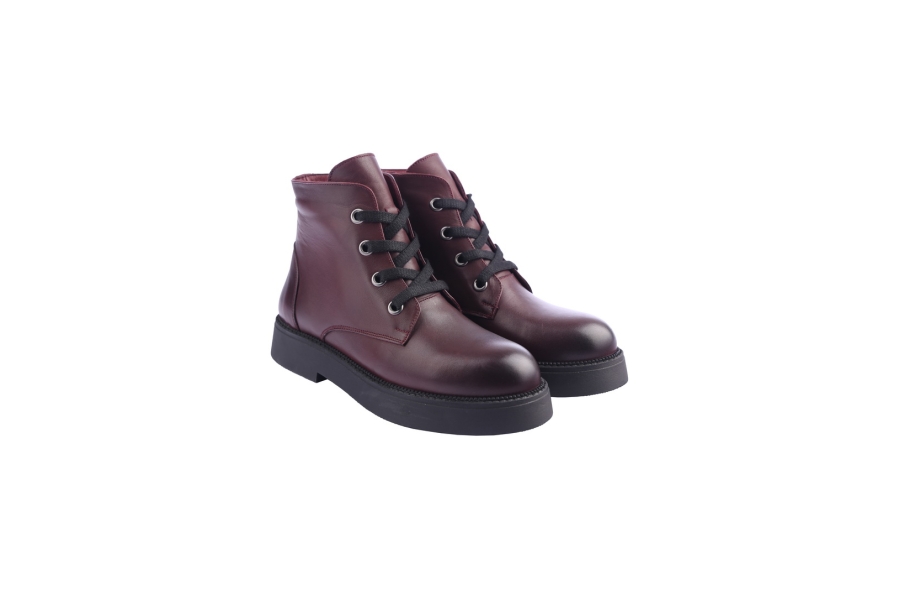 D.moro Shoes Women Leather Ankle Boots For Winter: 545B Burgundy (Wholesale)