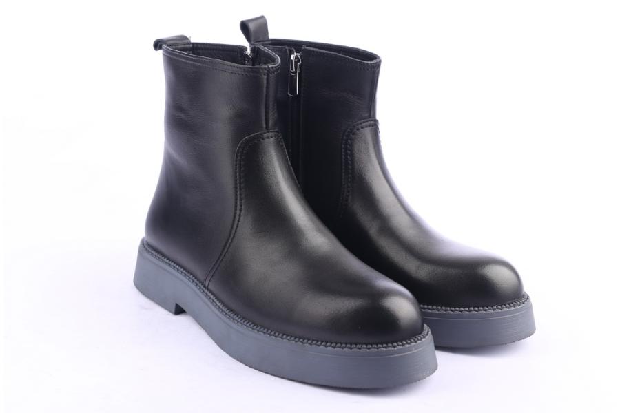 D.moro Shoes Women Leather Ankle Boots For Winter: 545H Black (Wholesale)