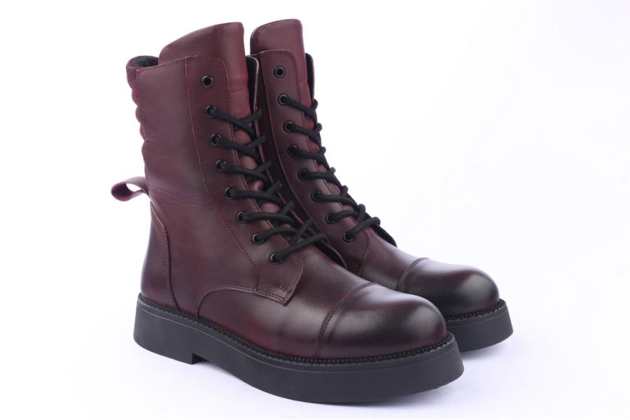 D.moro Shoes Women Leather Ankle Boots For Winter: 545K Burgundy (Wholesale)