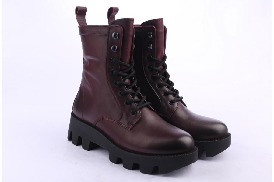 D.moro Shoes Women Leather Ankle Boots For Winter: 556A Burgundy (Wholesale)