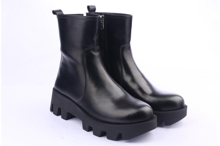 D.moro Shoes Women Leather Ankle Boots For Winter: 556C Black (Wholesale)