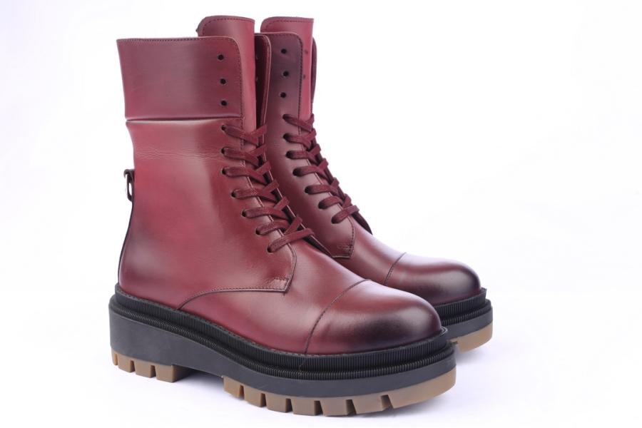 D.moro Shoes Women Leather Ankle Boots For Winter: 567A Burgundy (Wholesale)