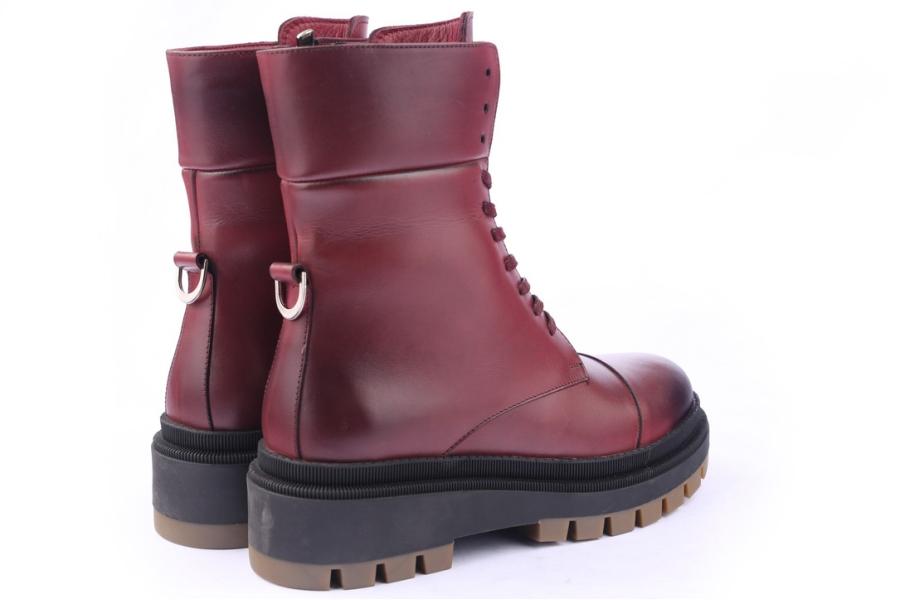 D.moro Shoes Women Leather Ankle Boots For Winter: 567A Burgundy (Wholesale)