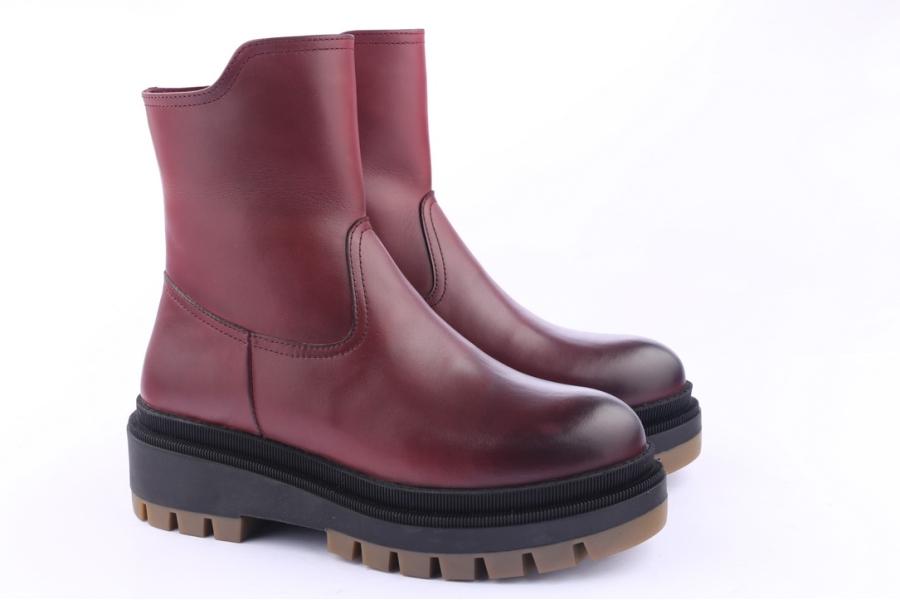D.moro Shoes Women Leather Ankle Boots For Winter: 567E Burgundy (Wholesale)