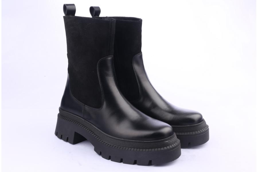 D.moro Shoes Women Leather Ankle Boots For Winter: 574A Black (Wholesale)