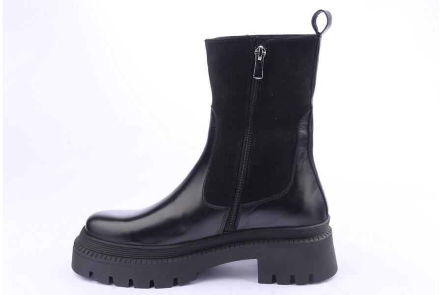 D.moro Shoes Women Leather Ankle Boots For Winter: 574A Black (Wholesale)
