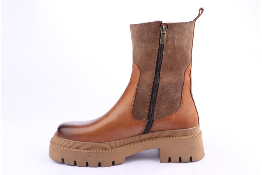 D.moro Shoes Women Leather Ankle Boots For Winter: 574A Tan (Wholesale)