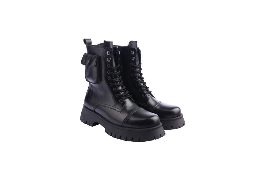 D.moro Shoes Women Leather Ankle Boots For Winter: 652D Black (Wholesale)