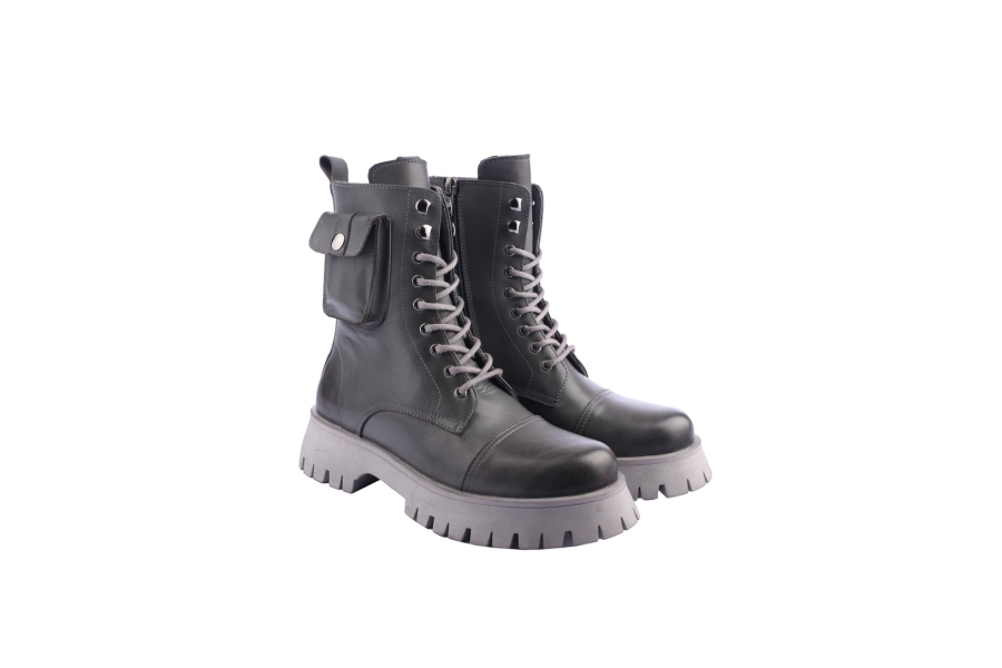 D.moro Shoes Women Leather Ankle Boots For Winter: 652D Grey (Wholesale)