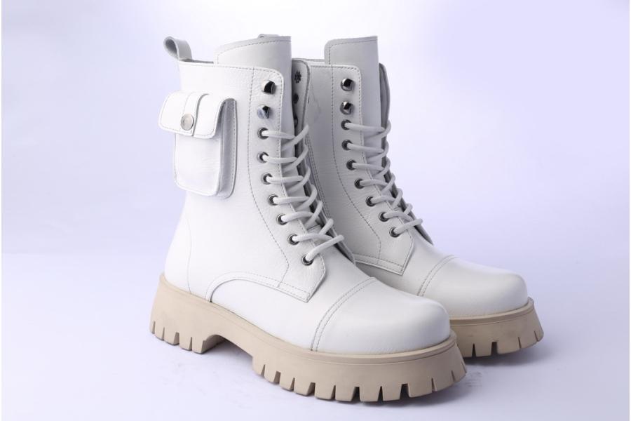 D.moro Shoes Women Leather Ankle Boots For Winter: 652D White (Wholesale)
