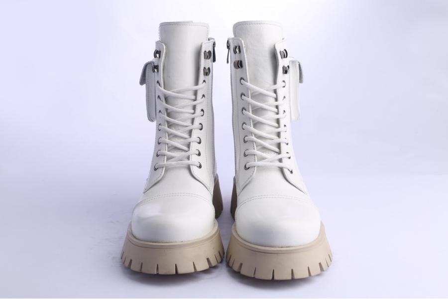 D.moro Shoes Women Leather Ankle Boots For Winter: 652D White (Wholesale)
