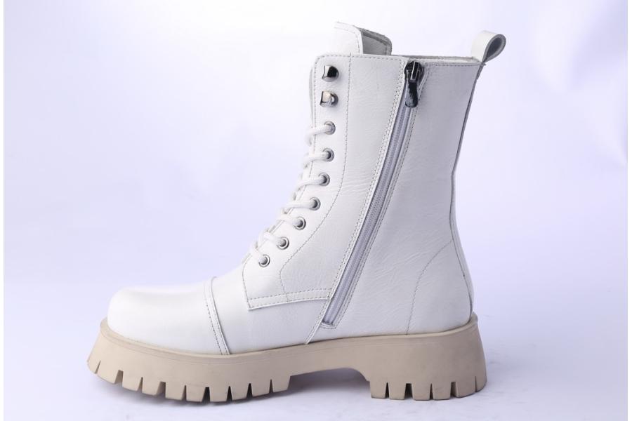 D.moro Shoes Women Leather Ankle Boots For Winter: 652D White (Wholesale)