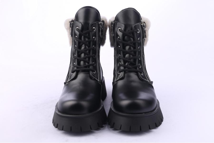 D.moro Shoes Women Leather Ankle Boots For Winter: 652E Black (Wholesale)