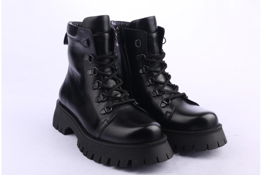D.moro Shoes Women Leather Ankle Boots For Winter: 652F Black (Wholesale)