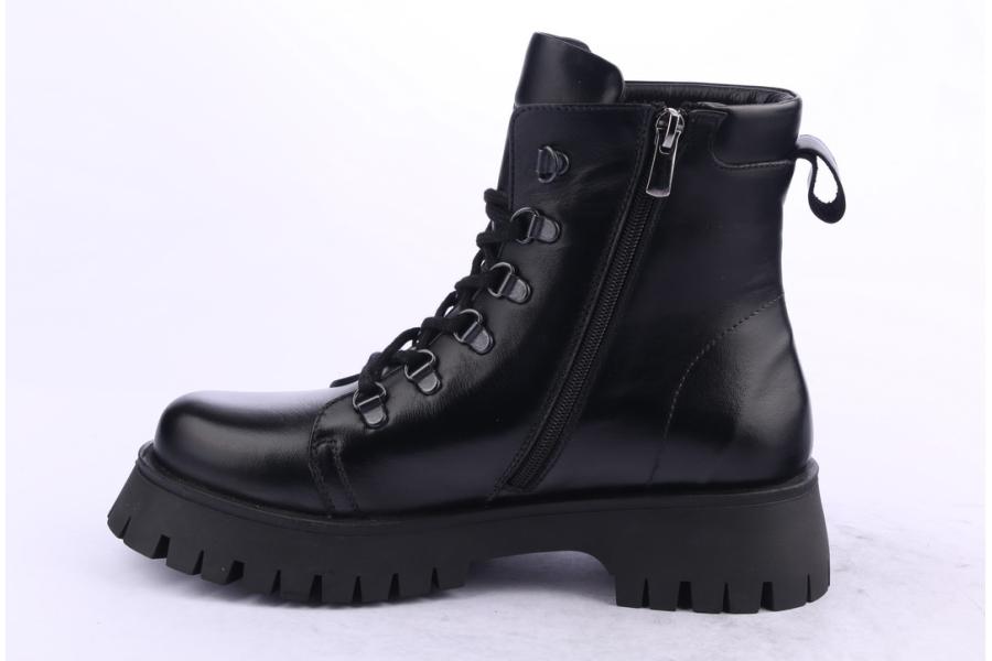 D.moro Shoes Women Leather Ankle Boots For Winter: 652F Black (Wholesale)