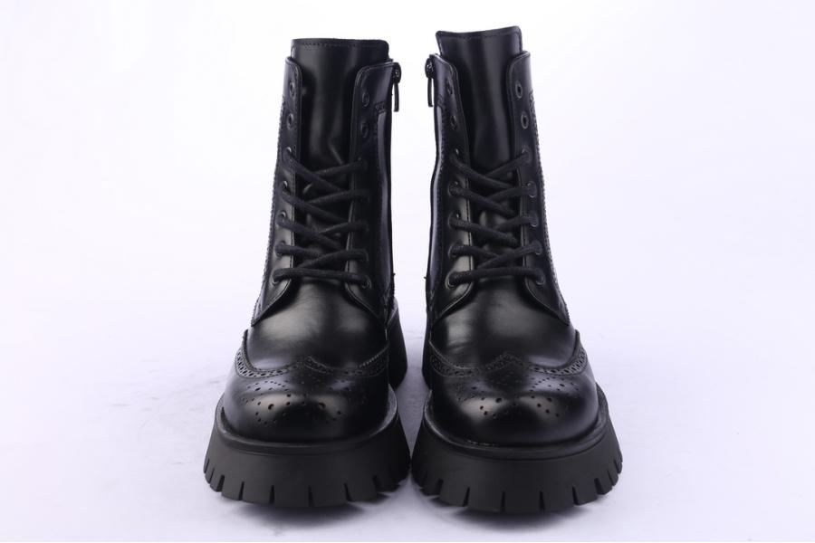 D.moro Shoes Women Leather Ankle Boots For Winter: 652H Black (Wholesale)
