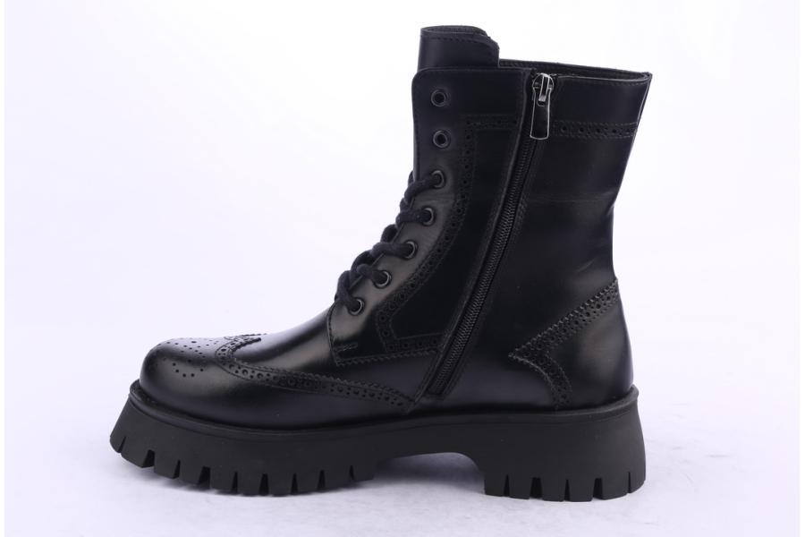 D.moro Shoes Women Leather Ankle Boots For Winter: 652H Black (Wholesale)