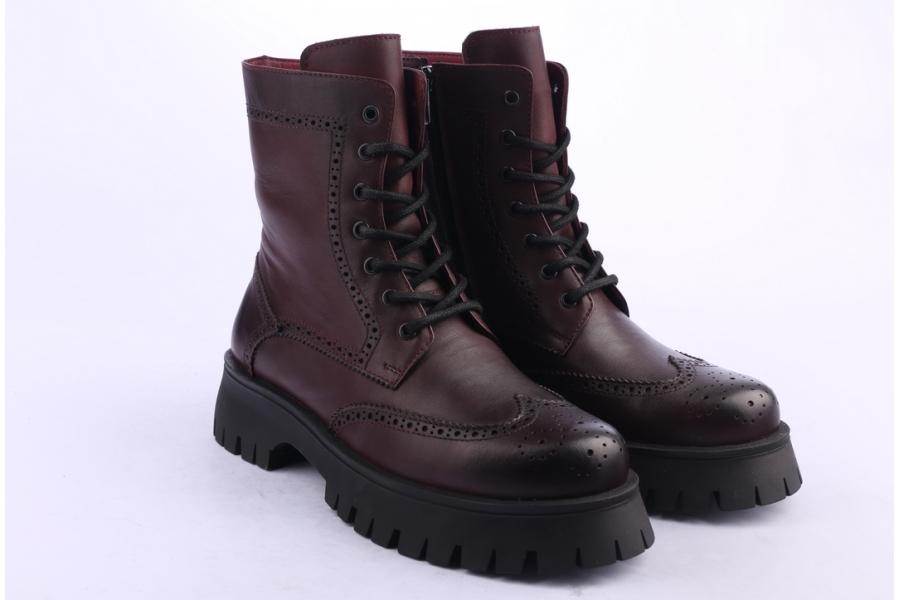 D.moro Shoes Women Leather Ankle Boots For Winter: 652H Burgundy (Wholesale)