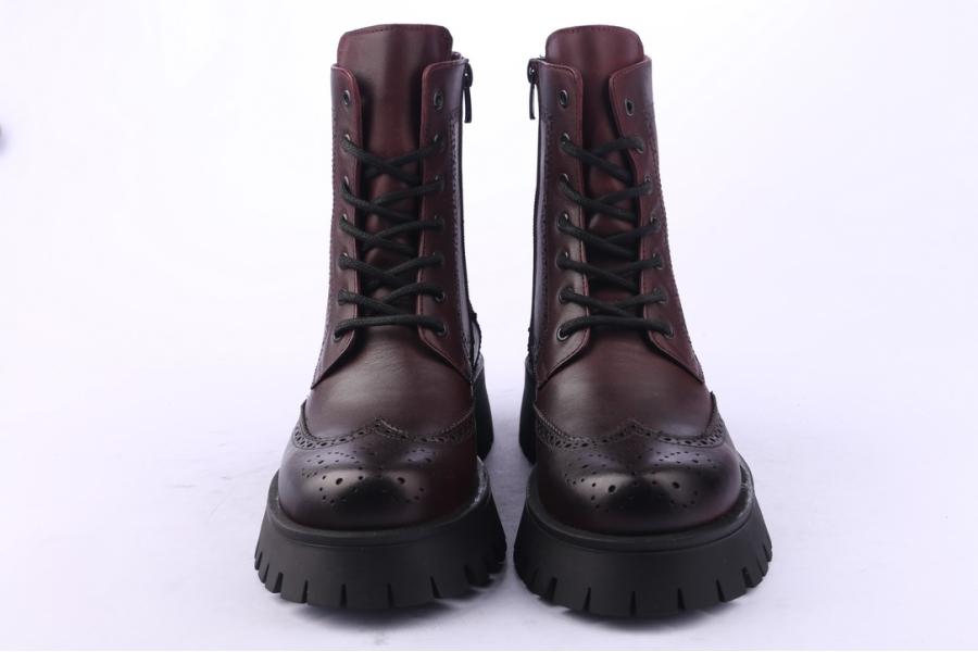 D.moro Shoes Women Leather Ankle Boots For Winter: 652H Burgundy (Wholesale)