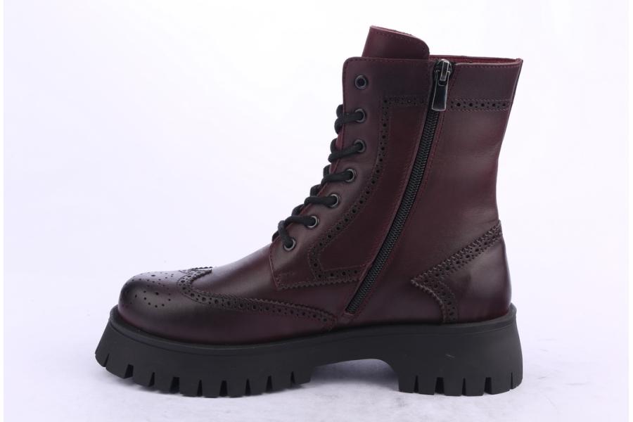D.moro Shoes Women Leather Ankle Boots For Winter: 652H Burgundy (Wholesale)