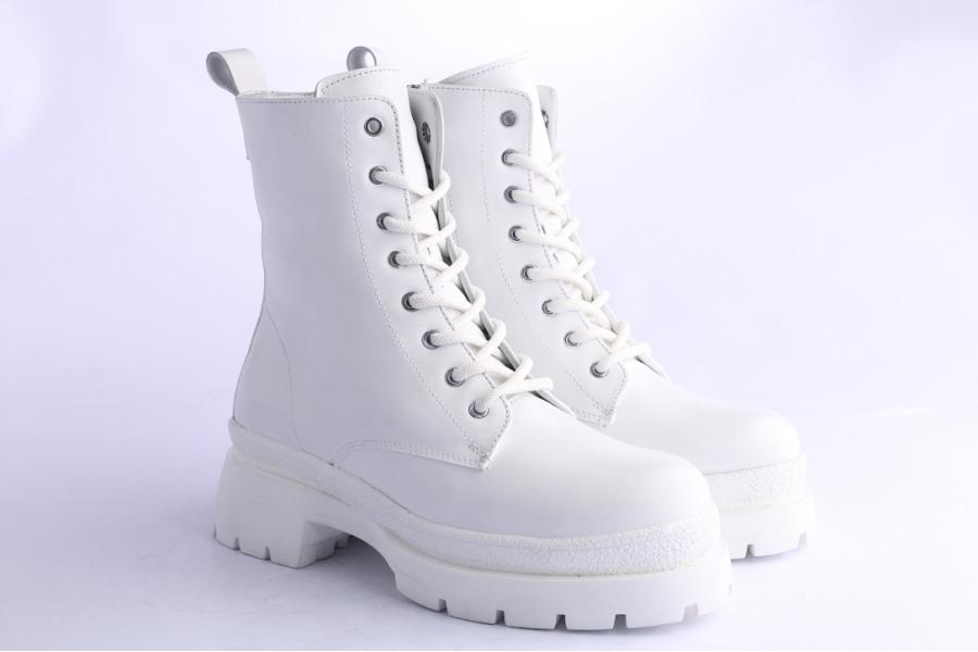 D.moro Shoes Women Leather Ankle Boots For Winter: 656C White (Wholesale)