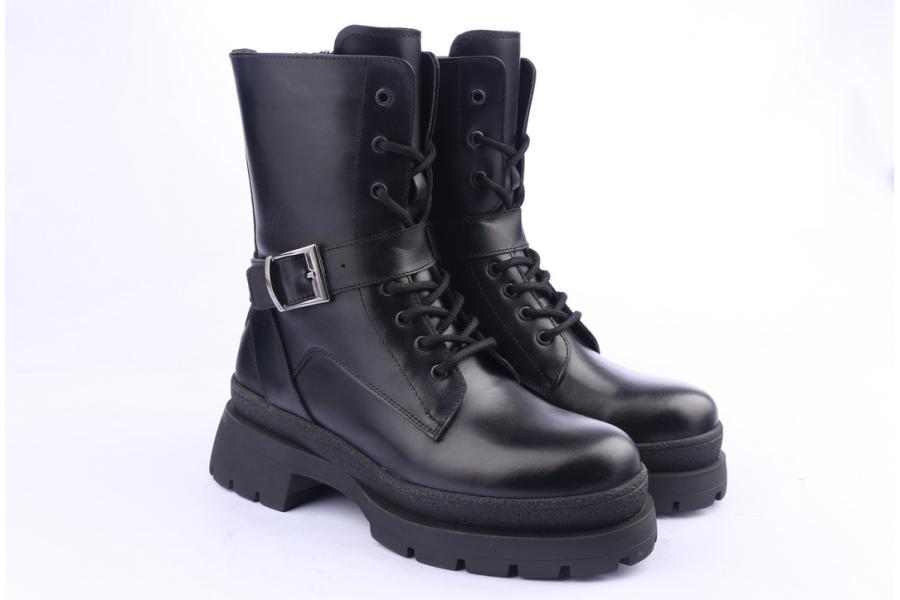 D.moro Shoes Women Leather Ankle Boots For Winter: 656F Black (Wholesale)