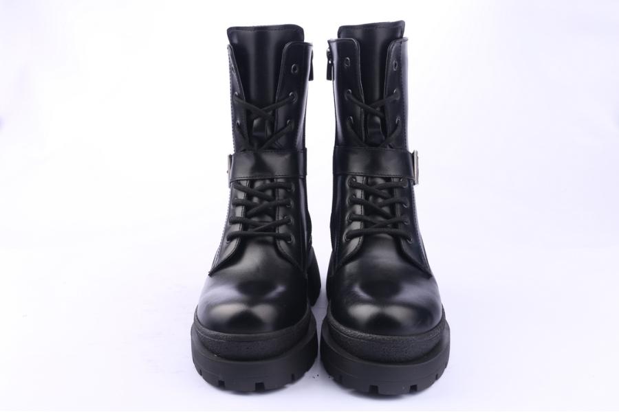 D.moro Shoes Women Leather Ankle Boots For Winter: 656F Black (Wholesale)