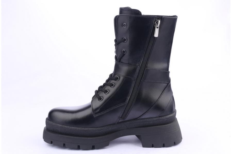 D.moro Shoes Women Leather Ankle Boots For Winter: 656F Black (Wholesale)