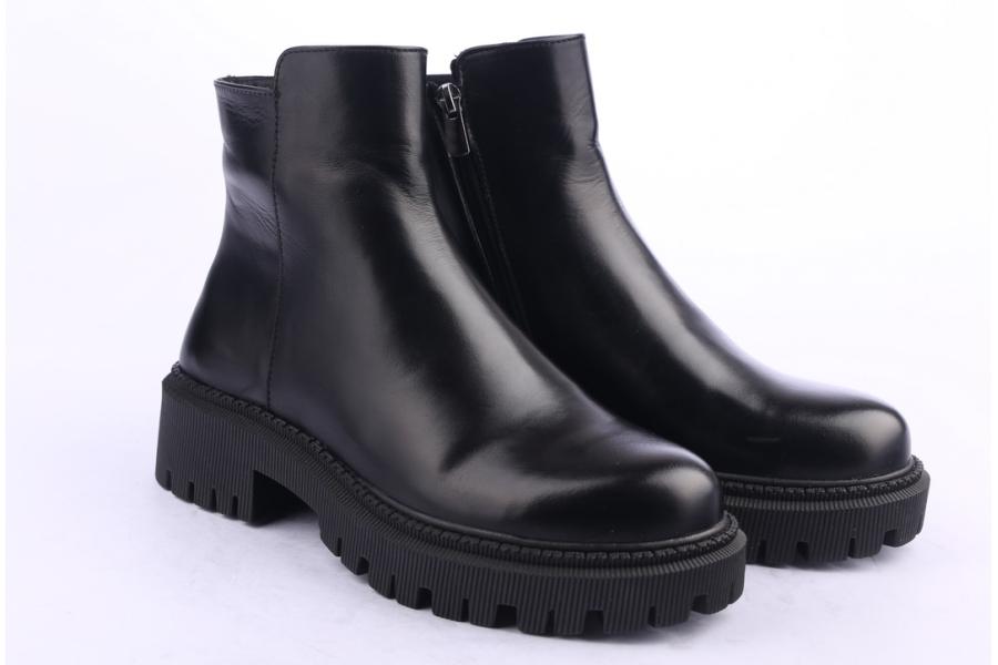 D.moro Shoes Women Leather Ankle Boots For Winter: 657E Black (Wholesale)