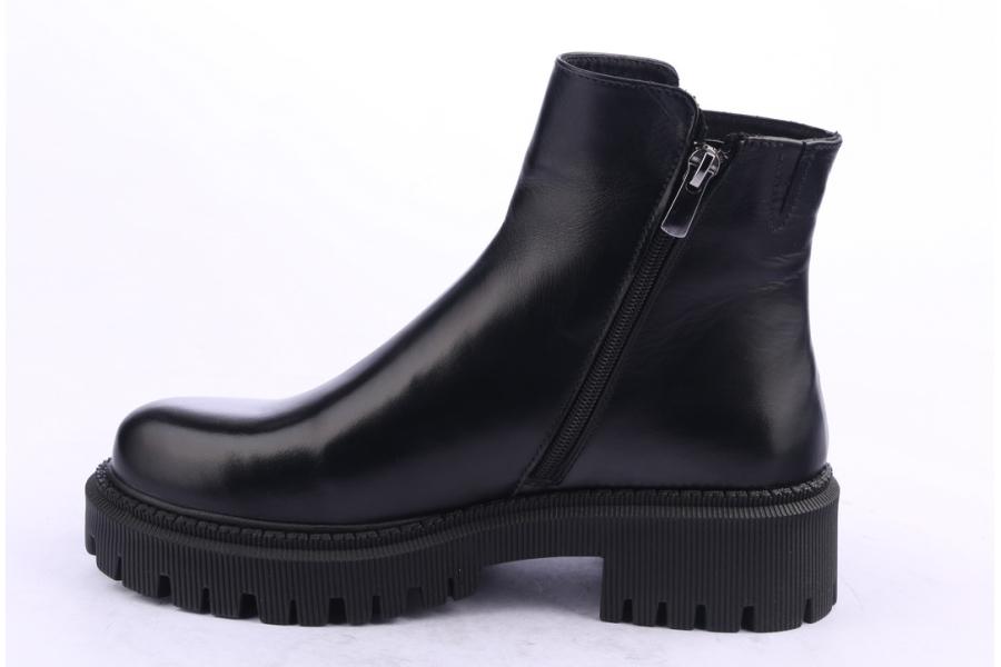 D.moro Shoes Women Leather Ankle Boots For Winter: 657E Black (Wholesale)