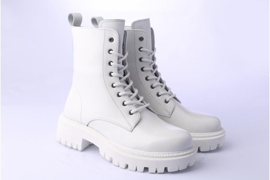 D.moro Shoes Women Leather Ankle Boots For Winter: 657F White (Wholesale)