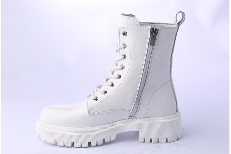 D.moro Shoes Women Leather Ankle Boots For Winter: 657F White (Wholesale)