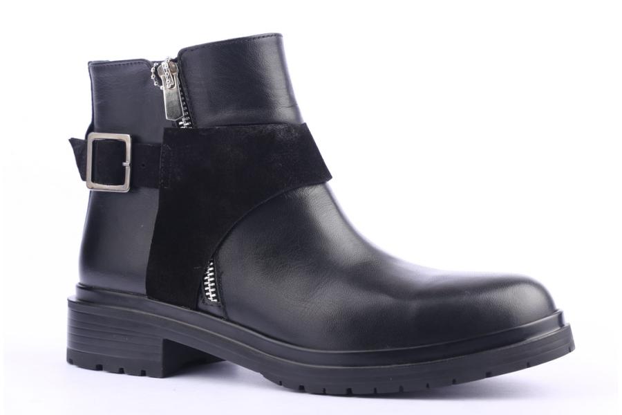 D.moro Shoes Women Leather Ankle Boots For Winter: 8517 Black (Wholesale)