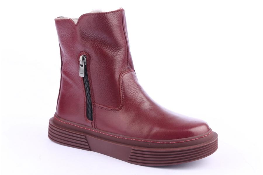 D.moro Shoes Women Leather Ankle Boots For Winter: 951 Burgundy (Wholesale)