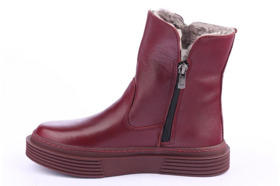 D.moro Shoes Women Leather Ankle Boots For Winter: 951 Burgundy (Wholesale)