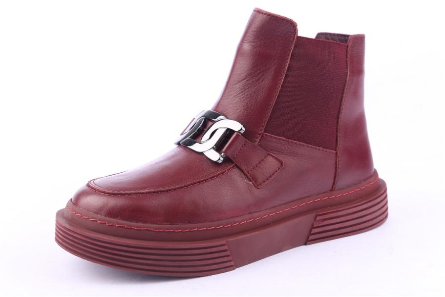 D.moro Shoes Women Leather Ankle Boots For Winter: 955 Burgundy (Wholesale)