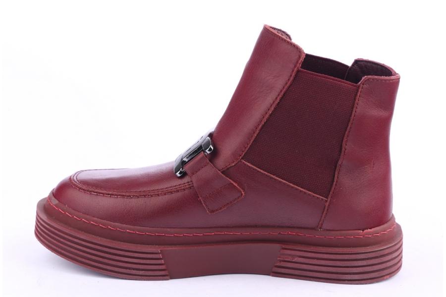 D.moro Shoes Women Leather Ankle Boots For Winter: 955 Burgundy (Wholesale)