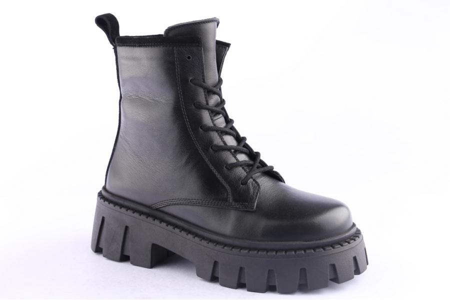 D.moro Shoes Women Leather Ankle Boots For Winter: CHK1 Black (Wholesale)