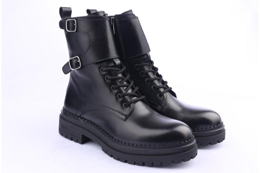 D.moro Shoes Women Leather Ankle Boots For Winter: LAURA7 Black (Wholesale)